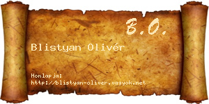 Blistyan Olivér névjegykártya